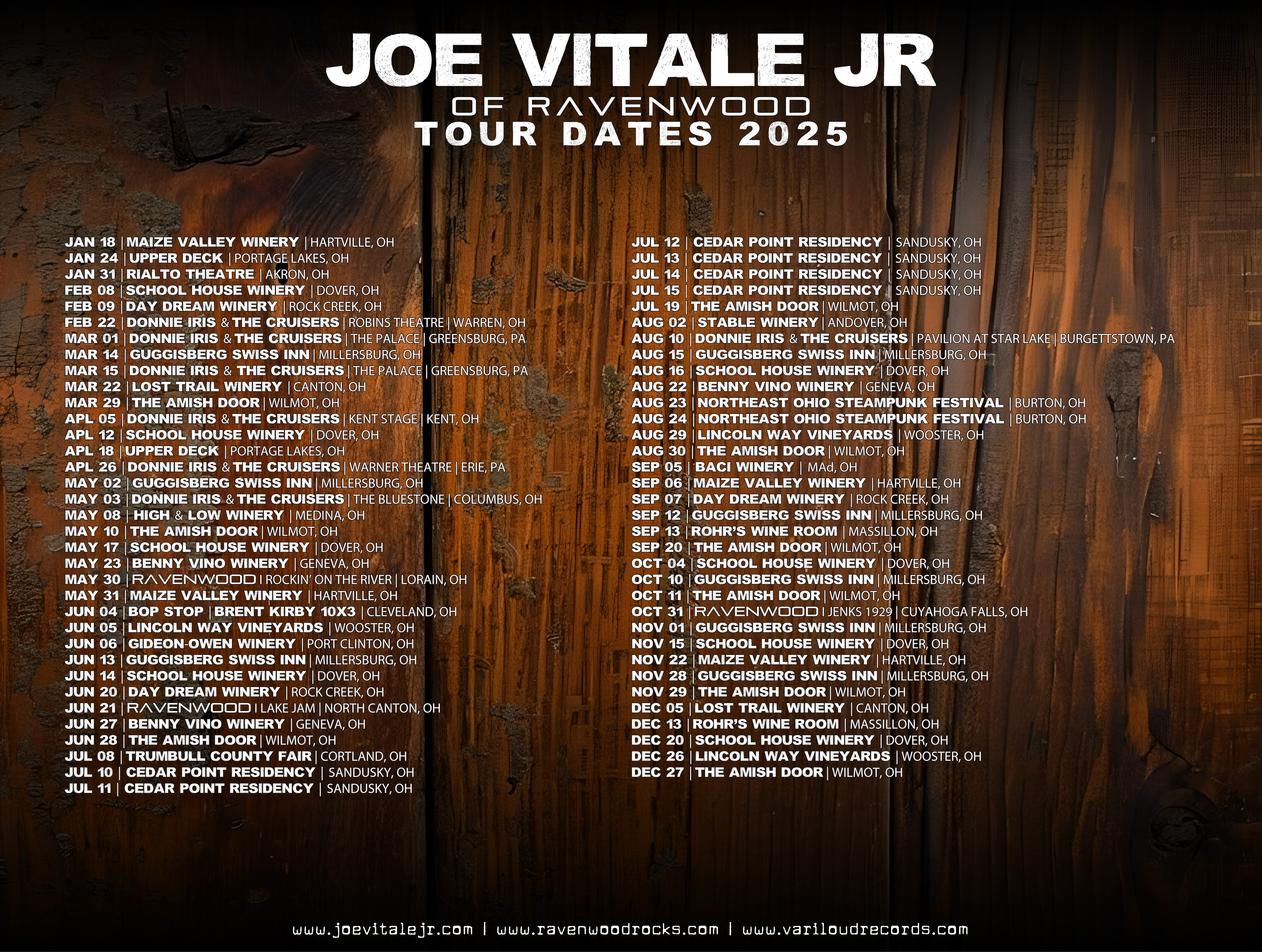 Joe Vitale Jr Tour Dates